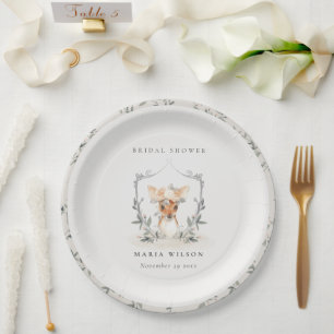 Assiettes En Carton Élégante Fête des mariées de cerf crest floral mou