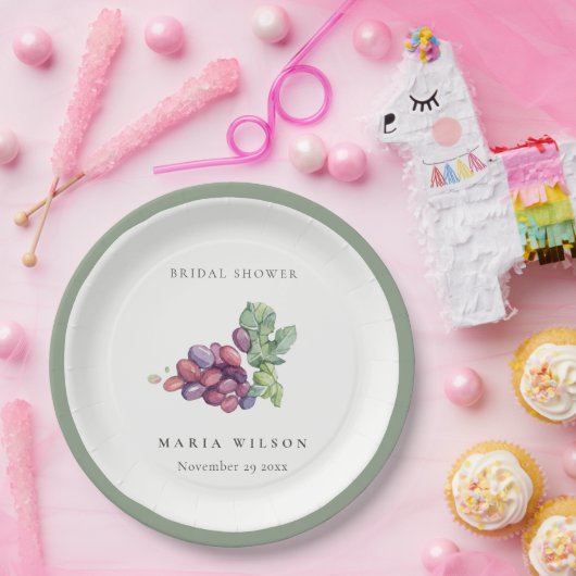 Assiettes En Carton Elégante Fête des mariées de feuillage de raisin a (Fête)