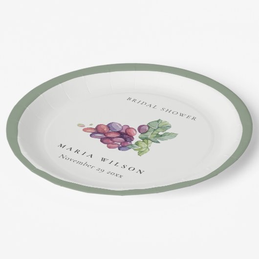 Assiettes En Carton Elégante Fête des mariées de feuillage de raisin a (Angle)