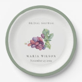 Assiettes En Carton Elégante Fête des mariées de feuillage de raisin a (Devant)