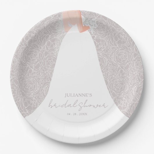 Assiettes En Carton Élégante Fête des mariées de mariée (Devant)