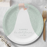 Assiettes En Carton Élégante Fête des mariées de mariée<br><div class="desc">Une mariée en robe mariage sur une rose blanche sur un arrière - plan vert eucalyptus (ou de toute couleur),  ajoute un bel ajout à votre décor de douche nuptiale. CORRESPONDRE des articles dans notre magasin.</div>