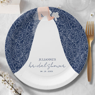 Assiettes En Carton Élégante Fête des mariées de mariée bleu marine