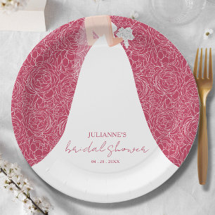 Assiettes En Carton Élégante Fête des mariées de mariée Magenta