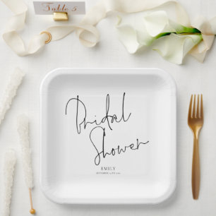Assiettes En Carton Élégante Fête des mariées de nom de script noir