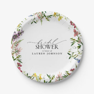 Assiettes En Carton Elégante Fête des mariées Fleur sauvage d'été