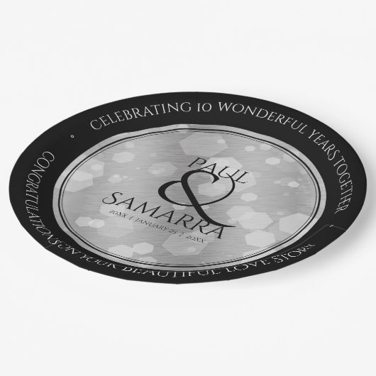 Assiettes En Carton Élégante fête du 10e anniversaire du Mariage de Ti (Angle)