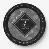 Assiettes En Carton Élégante fête du 4e anniversaire du Mariage de lin (Devant)