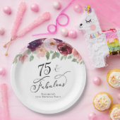 Assiettes En Carton Élégante fête florale 75e anniversaire (Fête)