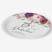 Assiettes En Carton Élégante fête florale 75e anniversaire (Angle)