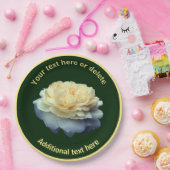 Assiettes En Carton Elégante Fleur de Rose Jaune Fête Personnalisée (Fête)