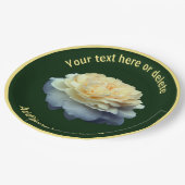 Assiettes En Carton Elégante Fleur de Rose Jaune Fête Personnalisée (Angle)