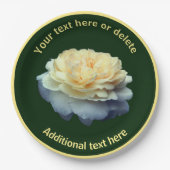 Assiettes En Carton Elégante Fleur de Rose Jaune Fête Personnalisée (Devant)