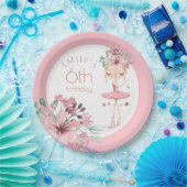 Assiettes En Carton Elégante Fleurs de Ballerina Fille 6e fête d'anniv (Fête)