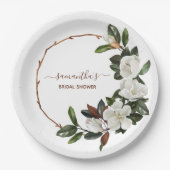 Assiettes En Carton Elégante Fleurs de Magnolia Blanche, Fête des mari (Devant)