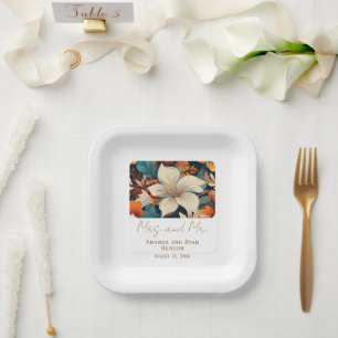 Assiettes En Carton Elégante Fleurs tropicales Mme M. Floral Mariage