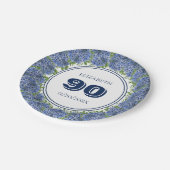 Assiettes En Carton Elégante Floral Blue Hydrangeas 90ème anniversaire (Angle)