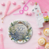 Assiettes En Carton Elégante Frame Florale Baroque 30e Anniversaire (Fête)