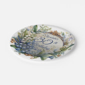 Assiettes En Carton Elégante Frame Florale Baroque 30e Anniversaire (Angle)