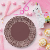 Assiettes En Carton Elégante frontière Maroon Paisley (Fête)