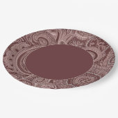 Assiettes En Carton Elégante frontière Maroon Paisley (Angle)