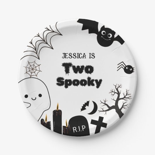 Assiettes En Carton Elégante Halloween deux éffrayant deuxième fête d' (Devant)
