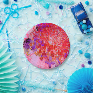 Assiettes En Carton Élégante Hydrangea Limelight Violette et Orange