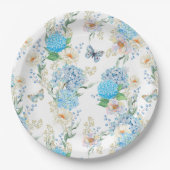 Assiettes En Carton Elégante Hydrangée Bleue (Devant)