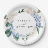 Assiettes En Carton Elégante Hydrangée Bleue | Gâteau Mariage blanc (Devant)