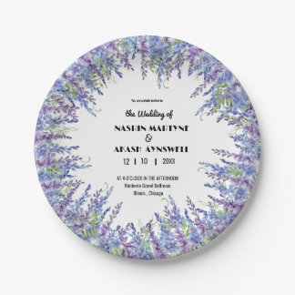 Assiettes En Carton Élégante Invitation de Mariage Fleurie Violette As