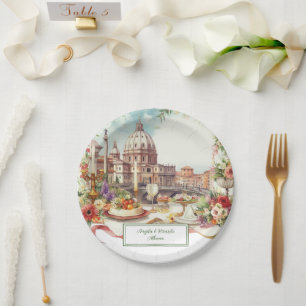 Assiettes En Carton Elégante Italie invitation Dîner Mariage en Italie