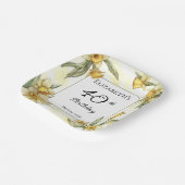 Assiettes En Carton Élégante jonquille jaune 40e anniversaire floral (Angulaire)