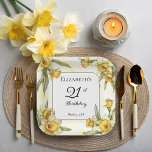 Assiettes En Carton Élégante jonquille jaune Floral 21e anniversaire<br><div class="desc">Design floral élégant de jonquilles jaunes "fête du 21e anniversaire" avec cadre carré floral de jonquilles entourant un cadre blanc et vert sur un arrière - plan jaune et blanc en détresse.</div>