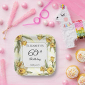 Assiettes En Carton Élégante jonquille jaune Floral 60e anniversaire (Fête)