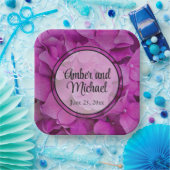 Assiettes En Carton Elégante magenta rose hydrangée florale roses (Fête)