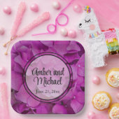 Assiettes En Carton Elégante magenta rose hydrangée florale roses (Fête)