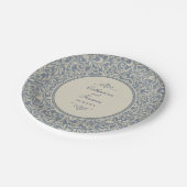 Assiettes En Carton Elégante Mariage Motif baroque beige et bleu (Angle)