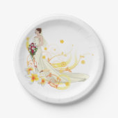 Assiettes En Carton Élégante mariée florale Conception Mariage romanti (Devant)