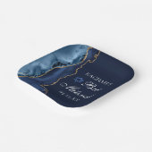 Assiettes En Carton Elégante Marine Blue Gold Agate Bat mitzvah Party (Angulaire)