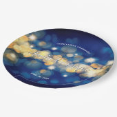 Assiettes En Carton Elégante Marine et Gold Bokeh Quinceañera (Angle)