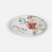 Assiettes En Carton Elégante neige en amour Hiver Fête des mariées rou (Angle)