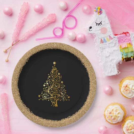 Assiettes En Carton Élégante Noël Nouvel An Parties scintillant d'or n (Fête)