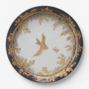 Assiettes En Carton Élégante œuvre d'art vintage oiseau hirondelle dor
