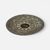 Assiettes En Carton Elégante oeuvre de mandala en or (Angle)