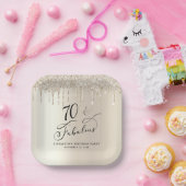 Assiettes En Carton Elégante Parties scintillant d'or 70e fête d'anniv (Fête)