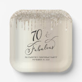 Assiettes En Carton Elégante Parties scintillant d'or 70e fête d'anniv (Recto)