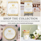 Assiettes En Carton Elégante Parties scintillant d'or Faux 50e anniver