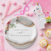 Assiettes En Carton Elégante Parties scintillant en marbre fleuri Mari (Fête)