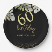 Assiettes En Carton Elégante Parties scintillant Gold Palm Calligraphi (Devant)