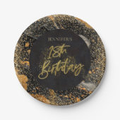 Assiettes En Carton Elégante Parties scintillant Noir et Or 18ème anni (Devant)